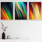 Set of 3 Abstract Ribbons of Bright Colours Wall Art Prints