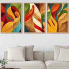 Set of 3 Abstract Colourful Retro Textured Shapes Wall Art Prints