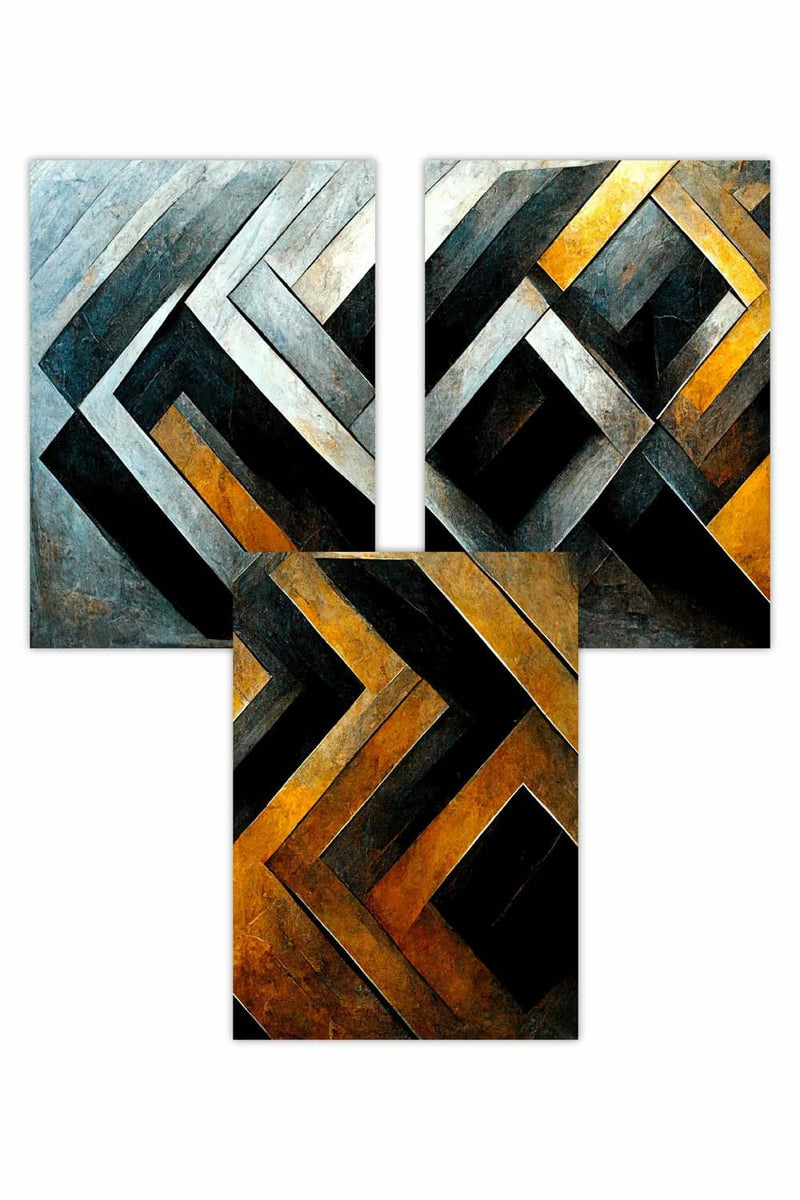 561 Abstract Metallic Distressed Mosaic Artze Wall Art