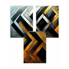 Set of 3 Abstract Metallic Distressed Mosaic Wall Art Prints