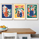 Artisan Colourful Botanical Set of 3 Posters in Blue, Yellow and Green