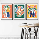 Artisan Botanical Set of 3 Posters in Green, Orange, Yellow
