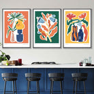 Artisan Botanical Set of 3 Posters in Green, Orange, Yellow