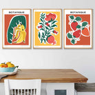 Set of 3 Artisan Fruit Posters in Red Green Yellow