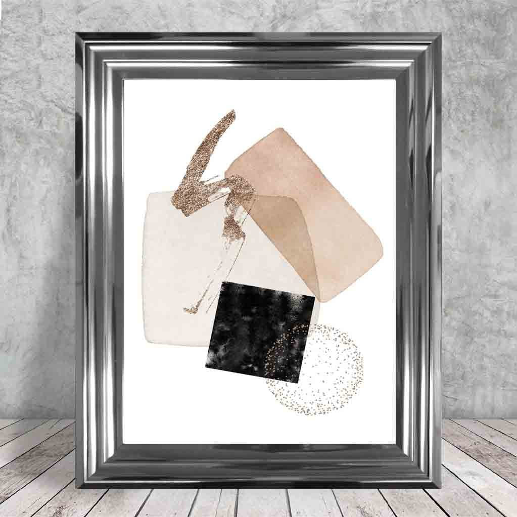 Abstract Geometric Black and Gold No 3 Art Print