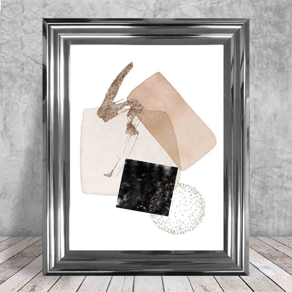 Abstract Geometric Black and Gold No 3 Art Print