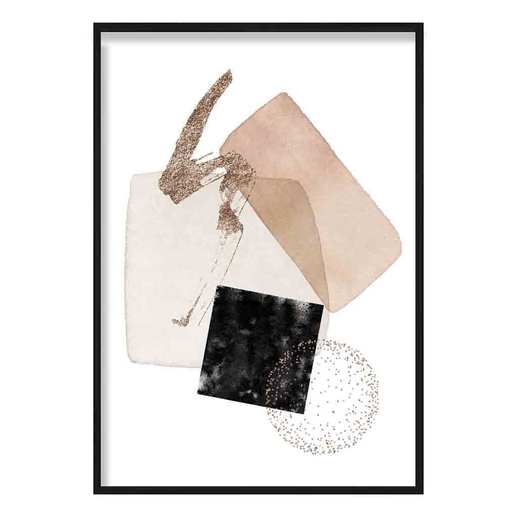 Abstract Geometric Black and Gold No 3 Art Print