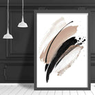 Abstract Strokes Black and Gold No 1 Art Print