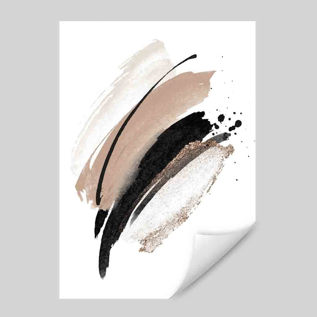 Abstract Strokes Black and Gold No 1 Art Print