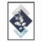 BOTANICAL Abstract GEOMETRIC Navy Blue and Aqua Floral Print 02