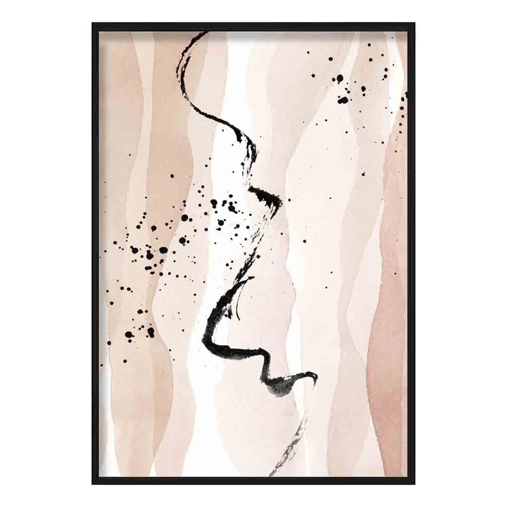 Abstract Beige and Black Landscape No3 Art Print
