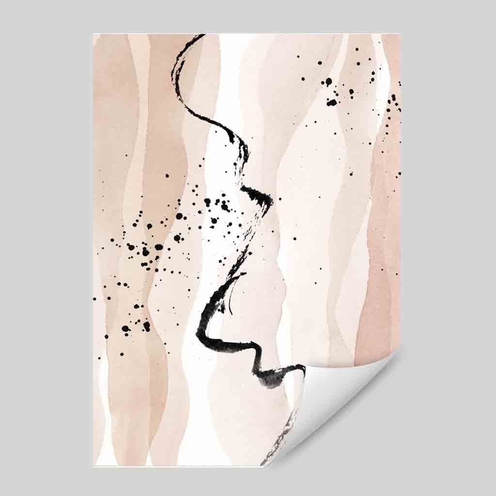 Abstract Beige and Black Landscape No3 Art Print