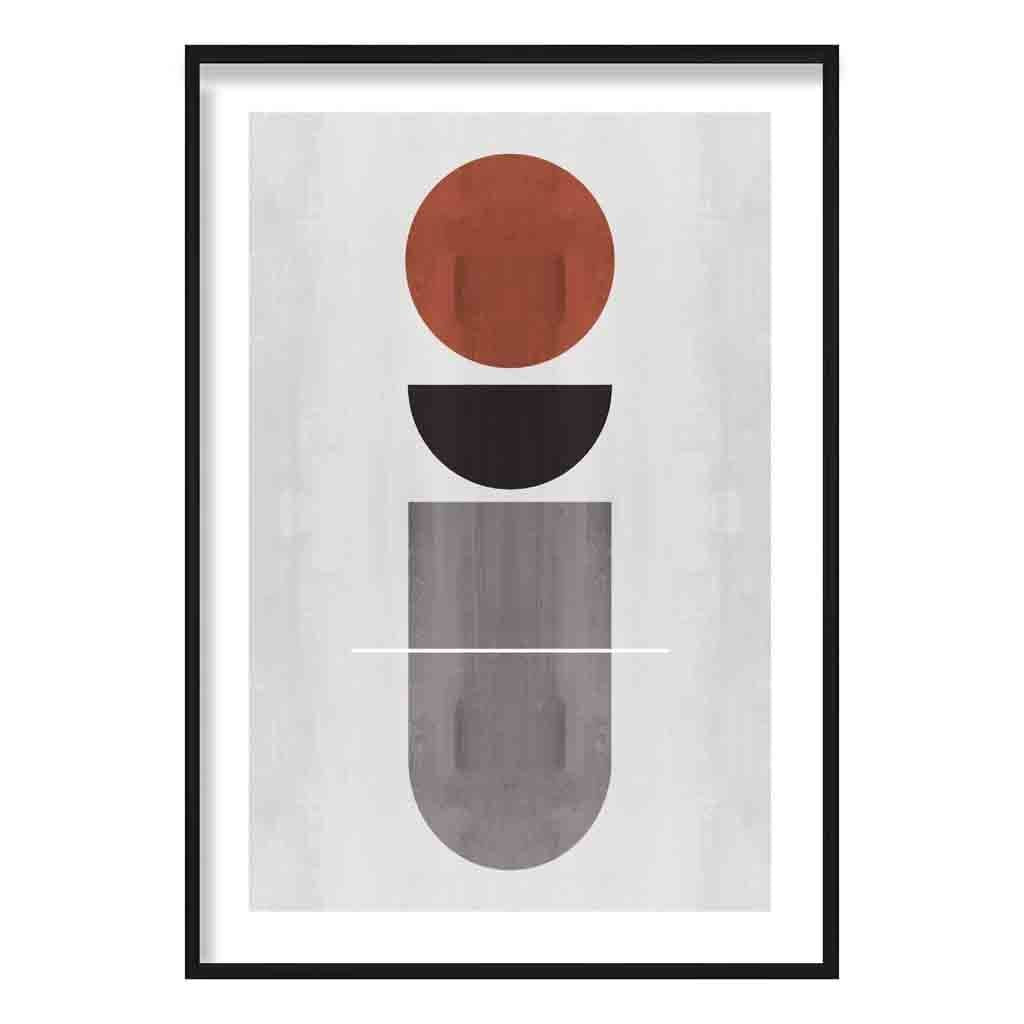 Geometric Black Grey Terracotta No2