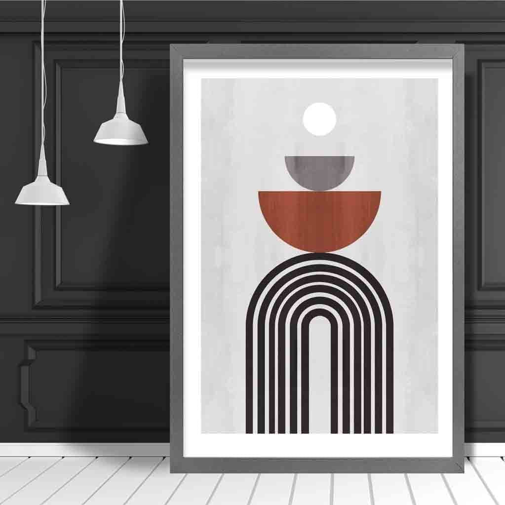 Geometric Black Grey Terracotta No3