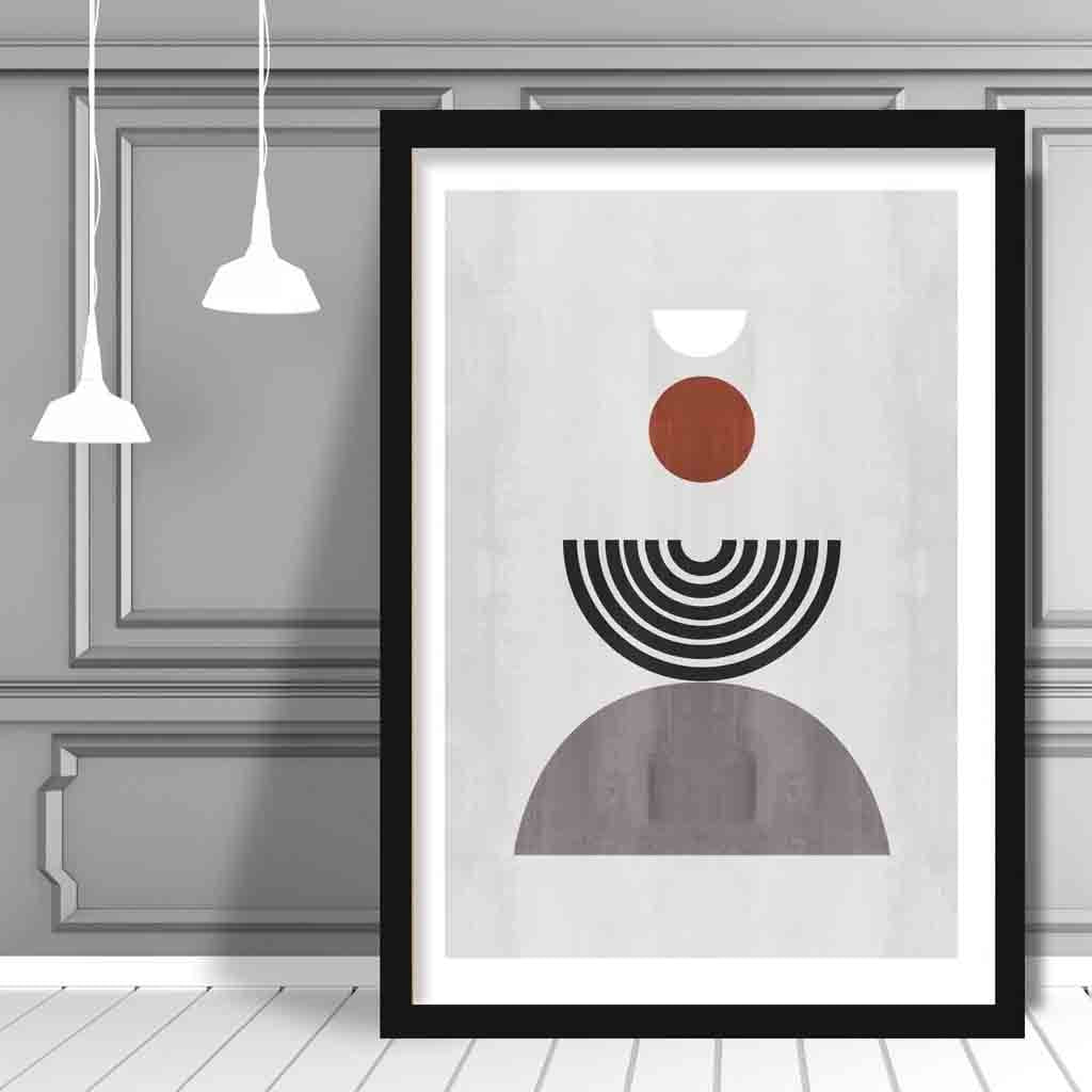 Geometric Black Grey Terracotta No1