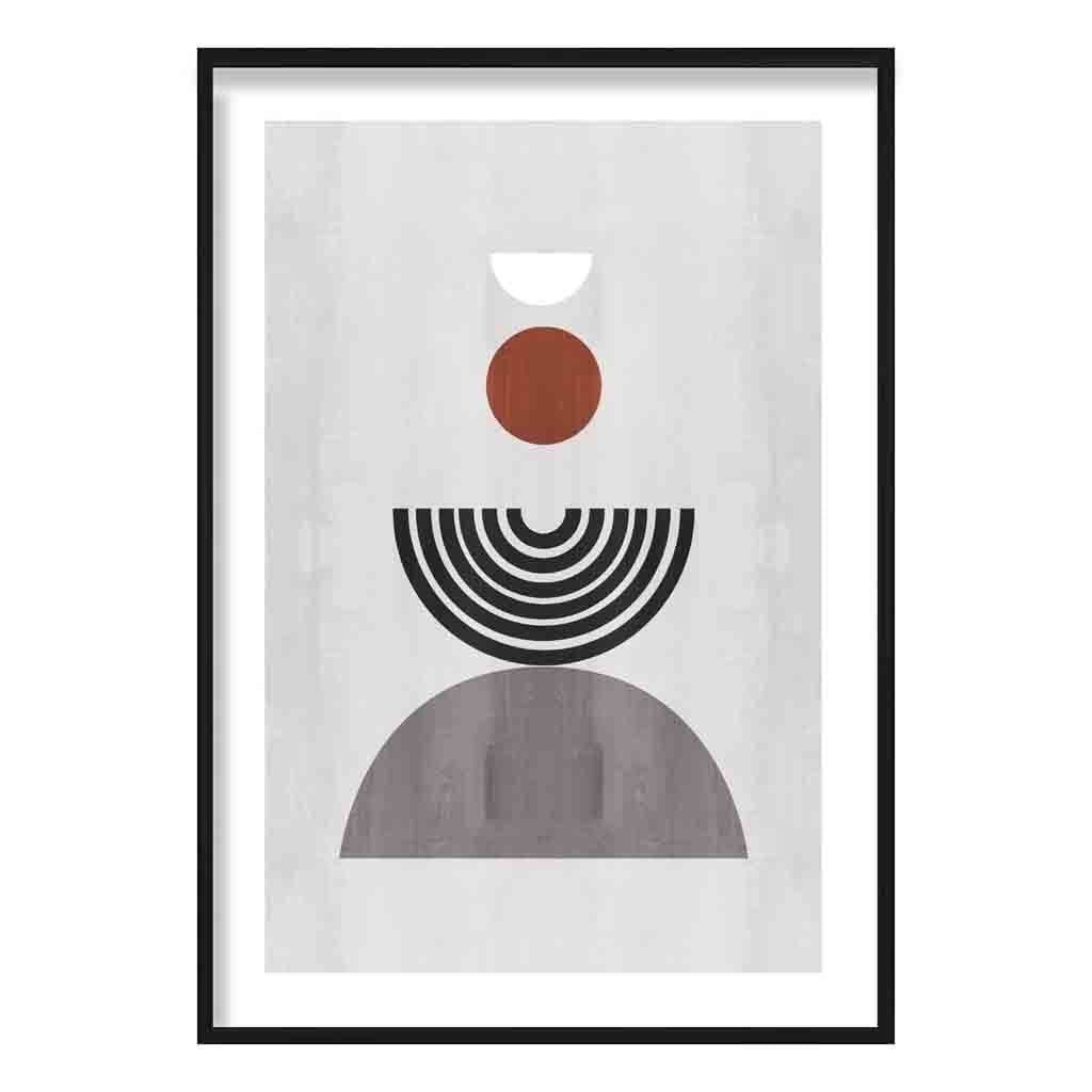 Geometric Black Grey Terracotta No1