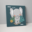 Boho Safari Jungle Elephant Teal Blue and Grey on Canvas