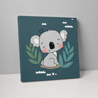 Boho Safari Jungle Koala Teal Blue and Grey on Canvas