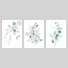 FLORAL Set of 3 Eucalyptus Blue Green Leaves Art Prints