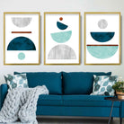 Geometric Abstract Teal, Aqua and Copper No 3