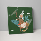 Boho Safari Jungle Monkey Dark Green and Yellow on Canvas