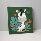 Boho Safari Jungle Zebra Dark Green, Black and White on Canvas