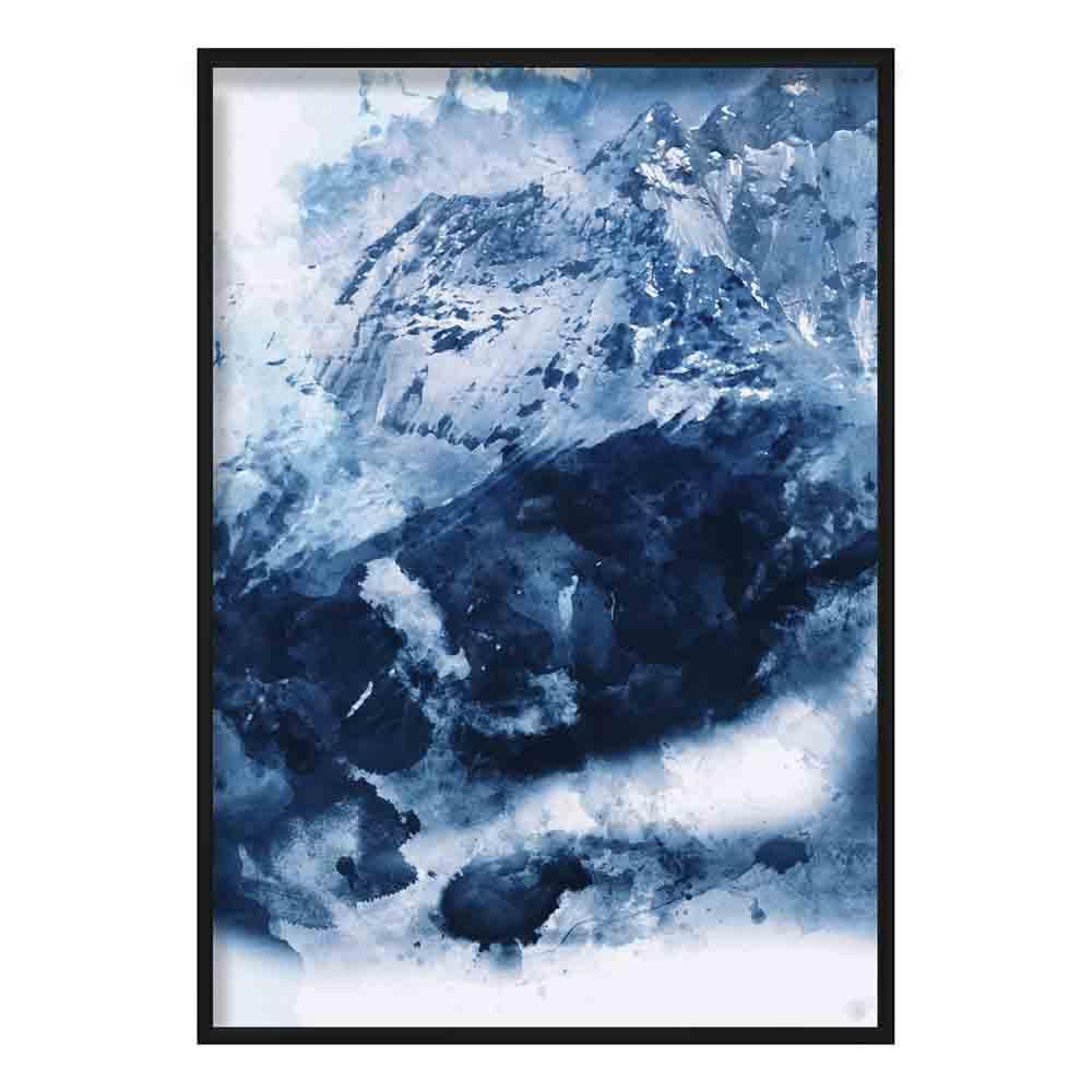 Blue Abstract Mountain 3 Watercolour Poster