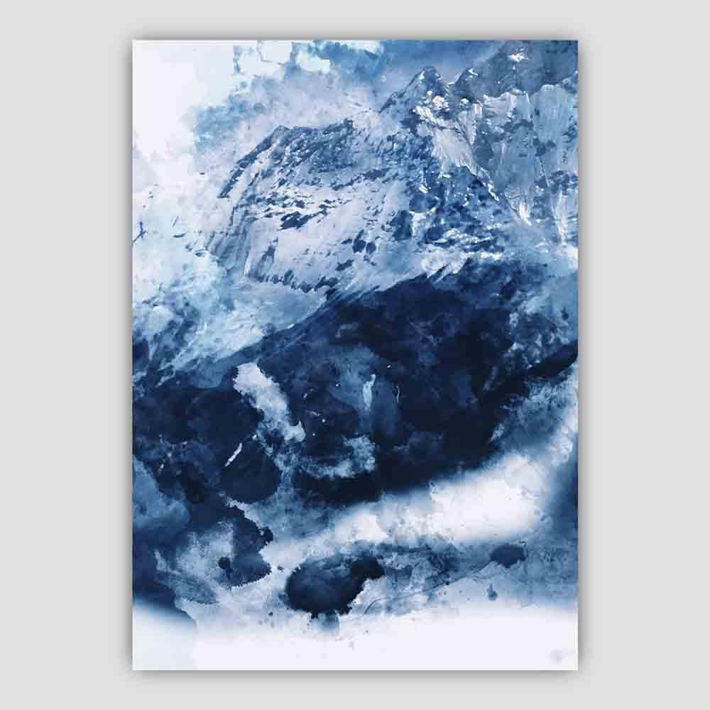 Blue Abstract Mountain 3 Watercolour Poster