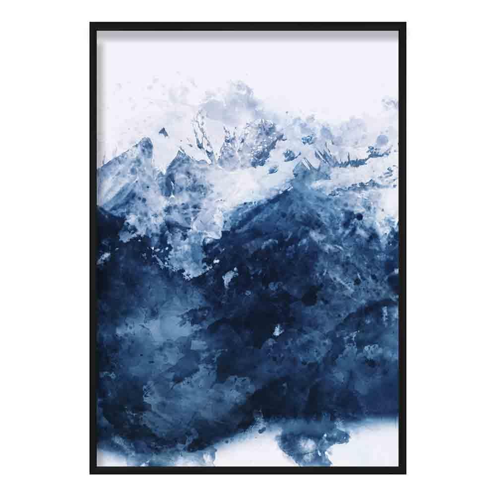 Blue Abstract Mountain 2 Watercolour Poster
