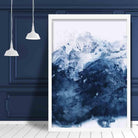 Blue Abstract Mountain 2 Watercolour Poster