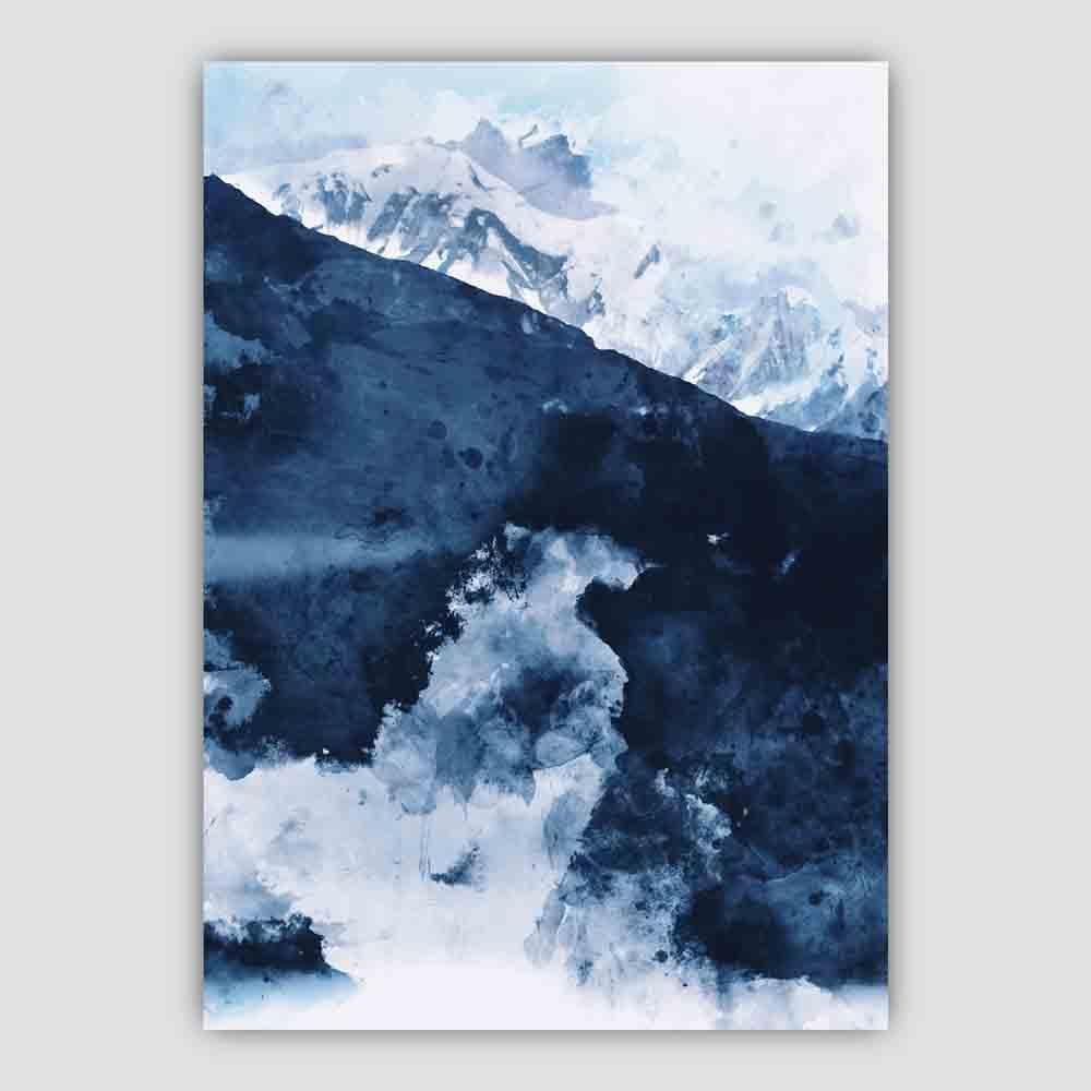 Blue Abstract Mountain 1 Watercolour Poster
