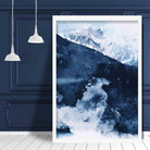 Blue Abstract Mountain 1 Watercolour Poster