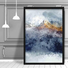 Navy Blue & Yellow Mountains Abstract Watercolour 2 Poster