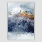 Navy Blue & Yellow Mountains Abstract Watercolour 2 Poster