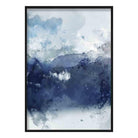 Navy Blue & Yellow Mountains Abstract Watercolour 1 Poster