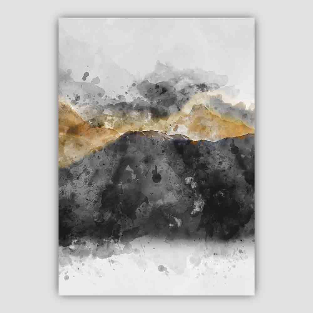 Black and Yellow Watercolour Mountains 3 Poster