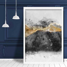 Black and Yellow Watercolour Mountains 3 Poster