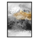 Black and Yellow Watercolour Mountains 2 Poster
