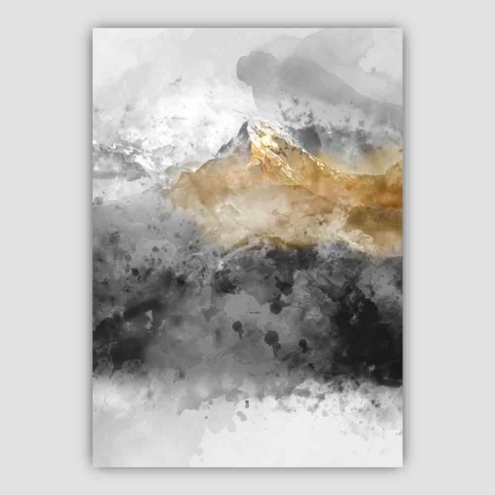 Black and Yellow Watercolour Mountains 2 Poster