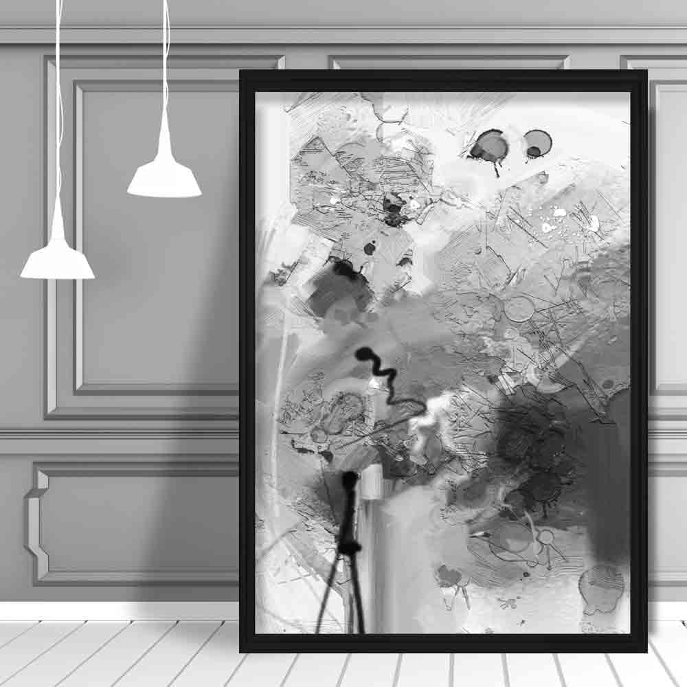 Abstract Textured Black and Grey Painting No 3 Print