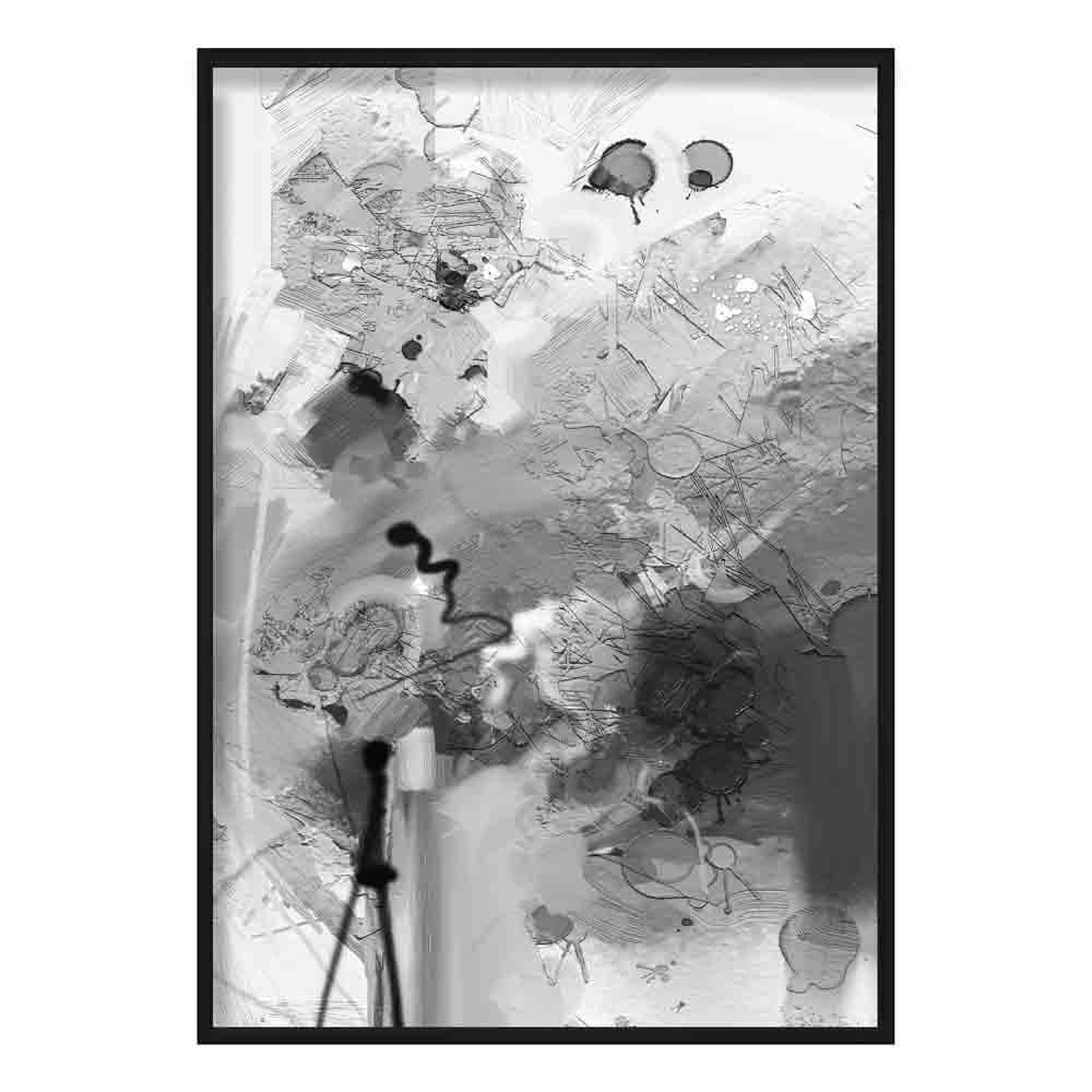 Abstract Textured Black and Grey Painting No 3 Print