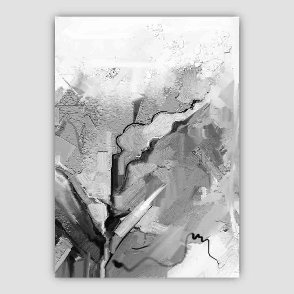 Abstract Textured Black and Grey Painting No 2 Art Print