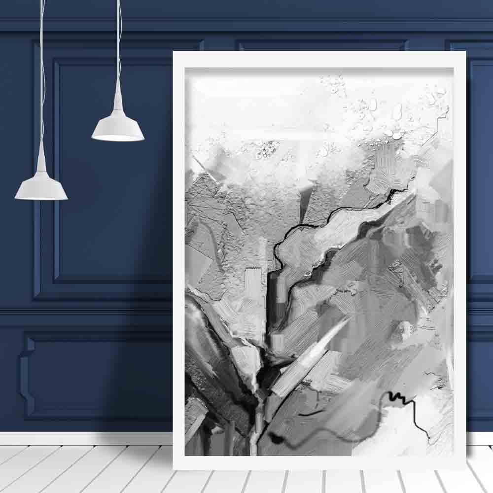 Abstract Textured Black and Grey Painting No 2 Art Print
