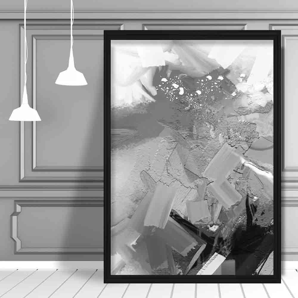 Abstract Textured Black and Grey Painting No 1 Art Print