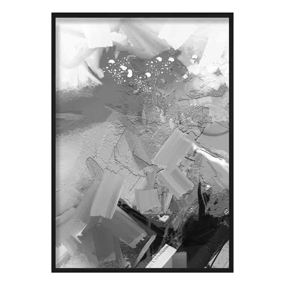 Abstract Textured Black and Grey Painting No 1 Art Print