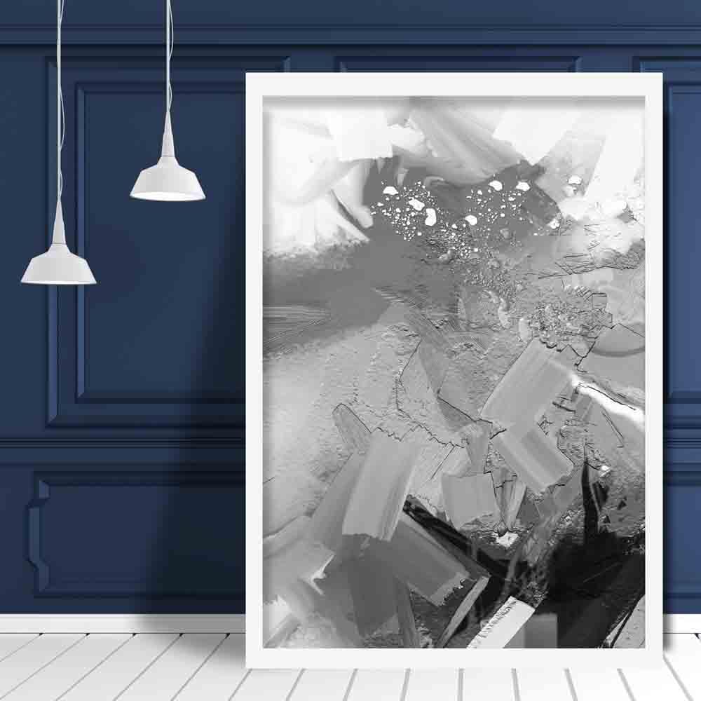 Abstract Textured Black and Grey Painting No 1 Art Print
