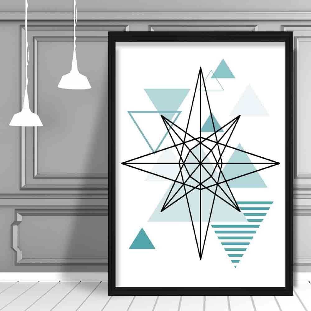 Star Abstract Geometric Scandinavian Aqua Blue Poster