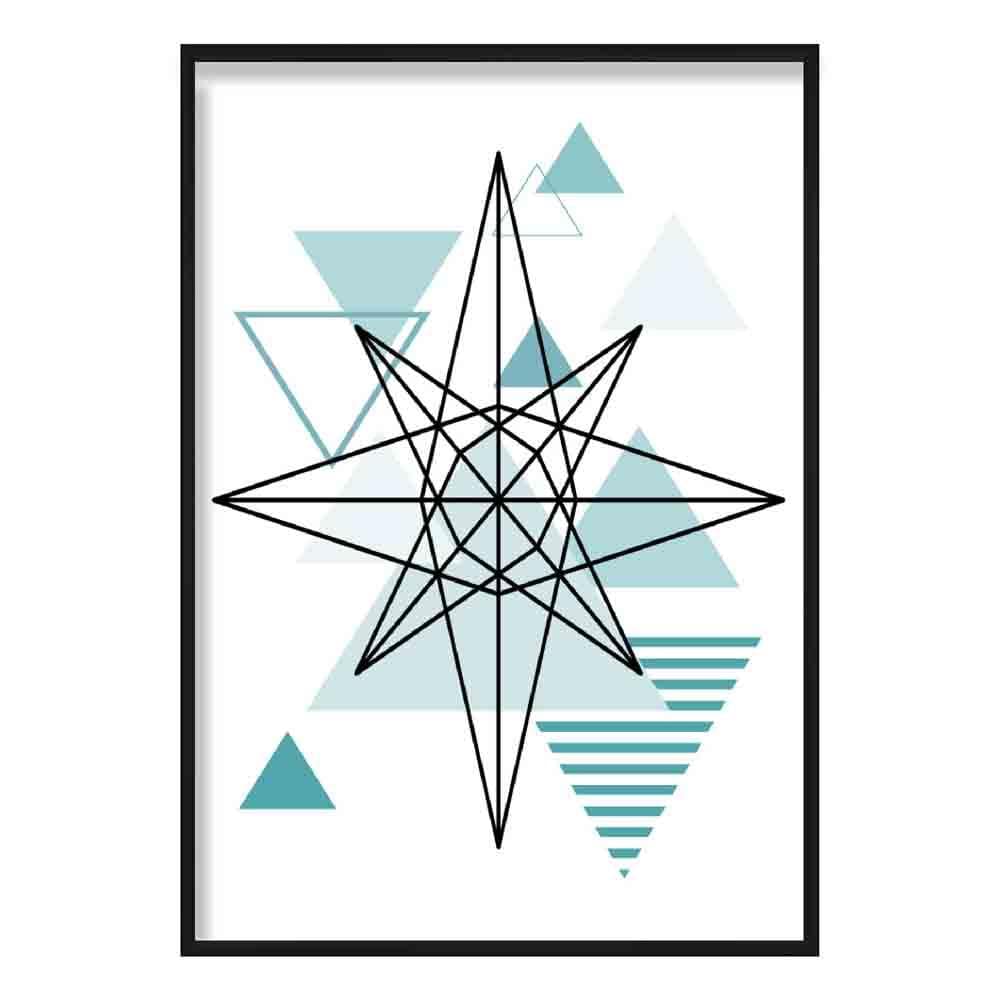 Star Abstract Geometric Scandinavian Aqua Blue Poster