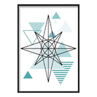 Star Abstract Geometric Scandinavian Aqua Blue Poster