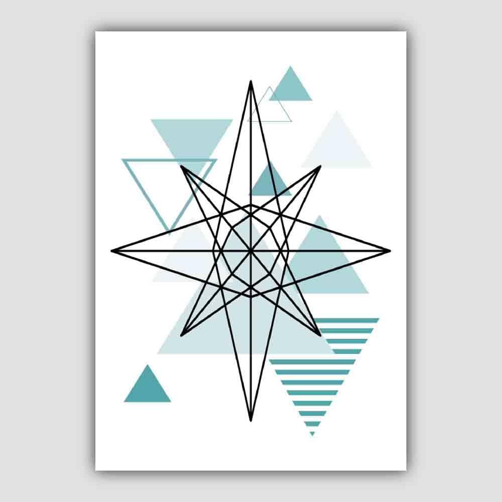 Star Abstract Geometric Scandinavian Aqua Blue Poster
